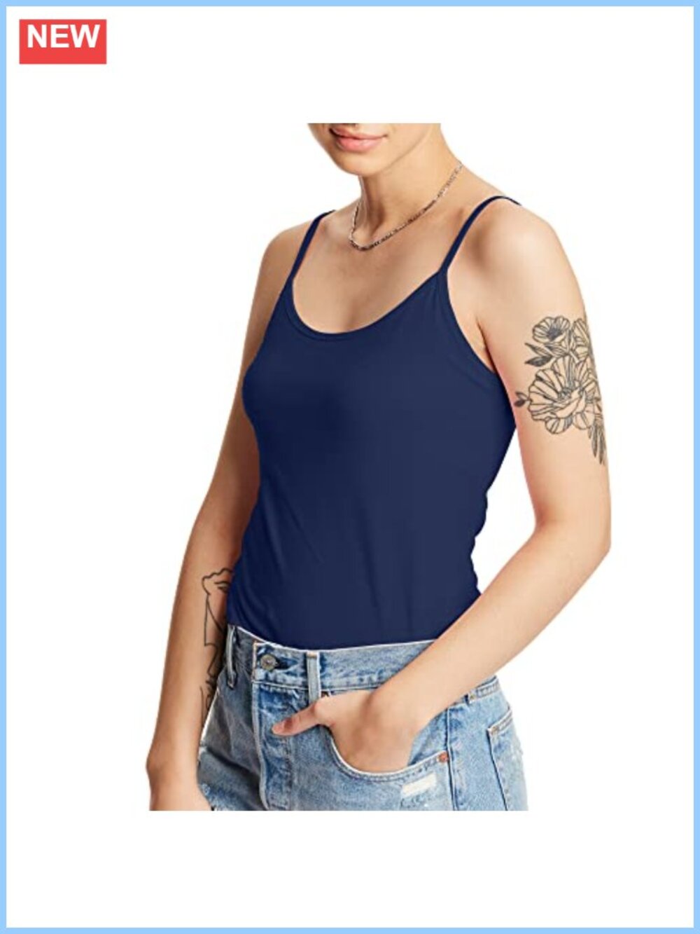 Hanes Women's Stretch Cotton Cami Built-in Shelf Bra Adjustable